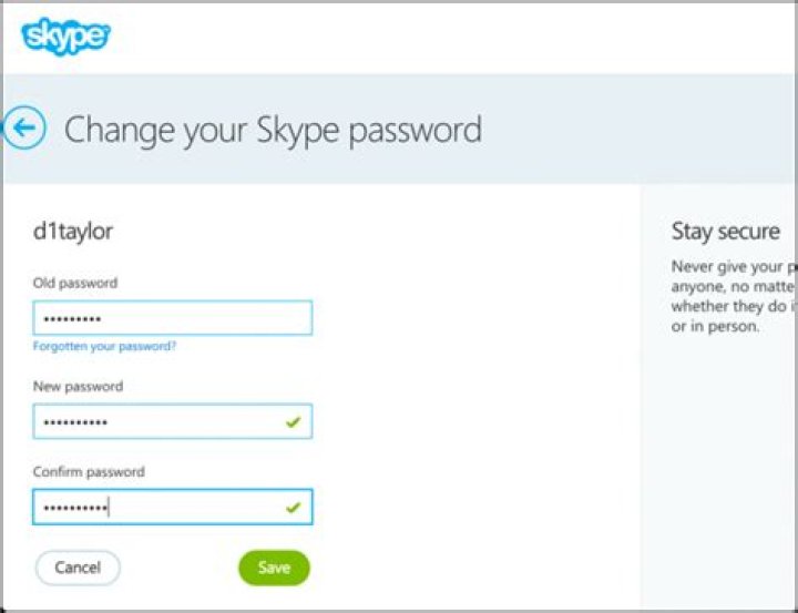 How do I change my Skype account password?